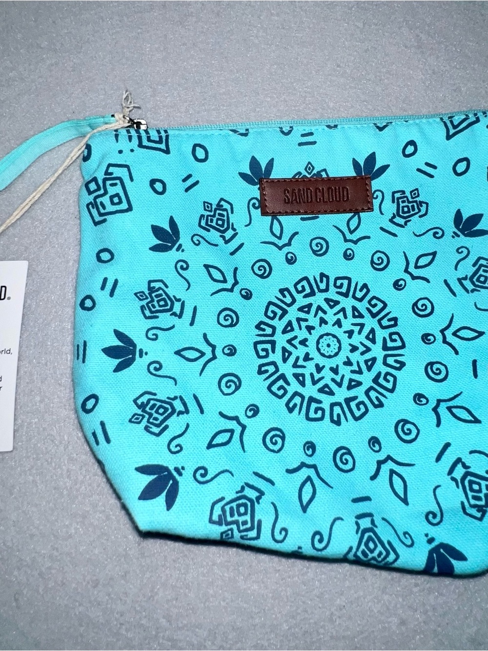 Sand Cloud Mandala Zipper Pouch Seaglass Blue Organic Cotton Canvas New With Tag